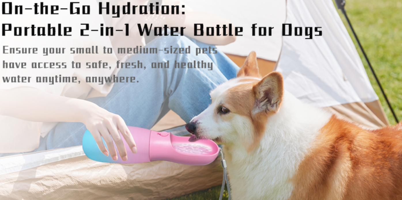 Stylish Portable Dog Water Bottle with Food Container for Walks & Adventures